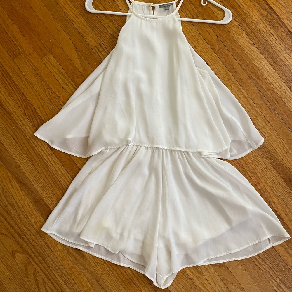 Worn once white shorts romper
